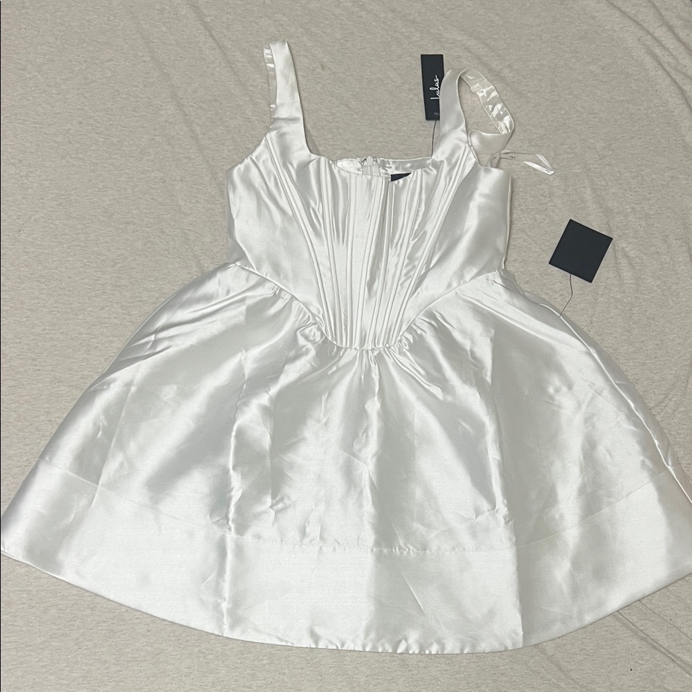 Lulu's Elegant White Satin Mini Dress